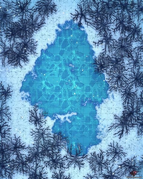 [OC][Art] Frozen Lake Battle Map 24x30 : r/DnD