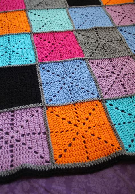 Simple Crochet Filet Starburst Patchwork Blanket.....Finished ...