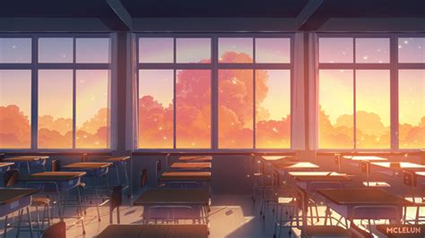 Download Chair Classroom Anime Room Anime Room HD Wallpaper by Mclelun