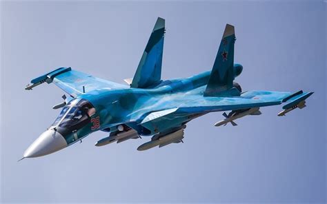 Download wallpapers Sukhoi Su-34, 4k, fighter bomber, Fullback, Su-34 ...