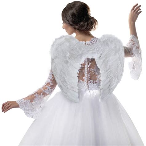 Buy White Angel Wings Costume for Adult, Feather Angel Wings, White Extra Large, 30" x 20 ...