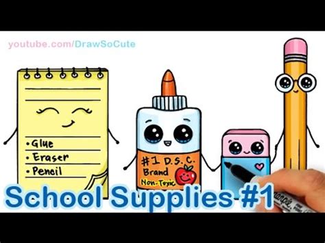 How to Draw School Supplies Cute and Easy #1 - YouTube