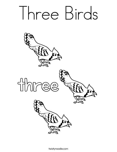 Three Birds Coloring Page - Twisty Noodle