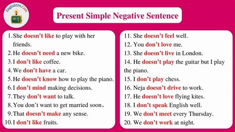 60 Sentences Example in Present Simple Tense - Englishtivi