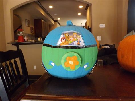 Scooby Doo Mystery Machine pumpkin. 7 year old creativity at its best. #Scoobydoo #Hal ...