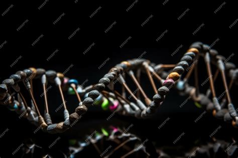 Premium Photo | A dna strand on a black background