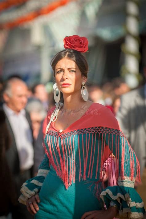 SEVILLE, SPAIN - April, 25: Women in Flamenco Style Dress at the ...