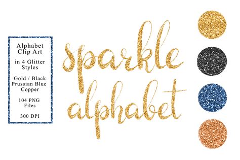 Sparkle Alphabet in 4 Colors | Graphic Objects ~ Creative Market