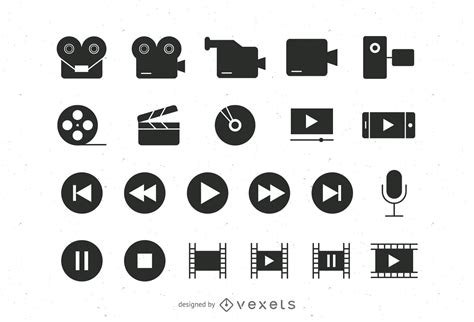 Flat Video Icons Collection Vector Download