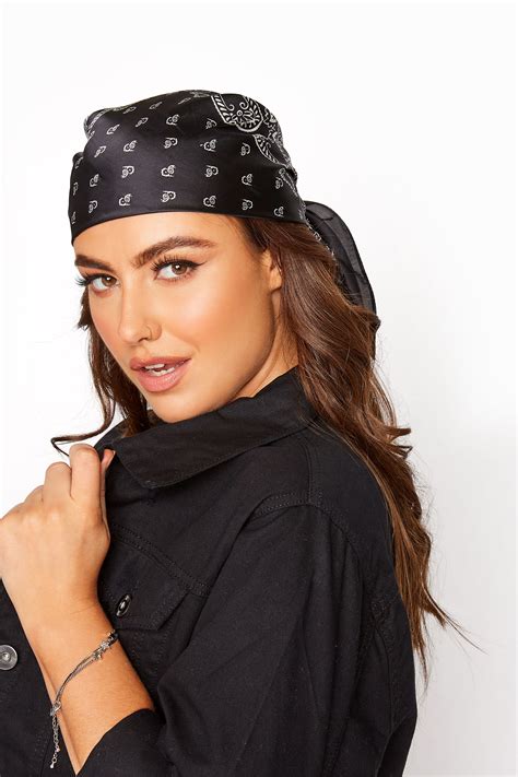 Black Bandana Satin Scarf | Yours Clothing