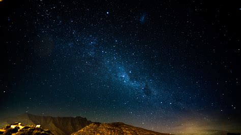 Papel de parede : céu estrelado, noite, montanhas, Radiação, Brilhar ...