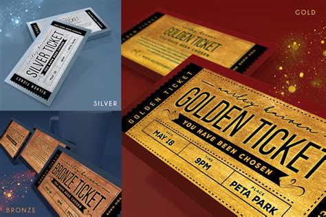 Multipurpose Golden Ticket Invitation - Design Template Place