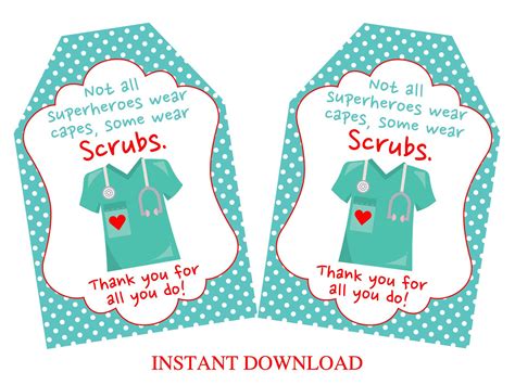 Nurse Thank You Tags, Printable Doctor Appreciation Favor Tags, Medical ...