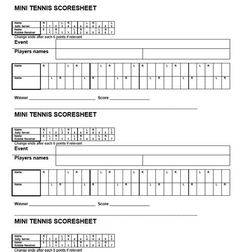 9 Free Sample Tennis Score Sheet Templates & Samples - Printable Samples