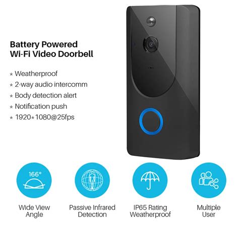 Home Security Wireless Ring Doorbell Camera Battery Powered Video Door ...