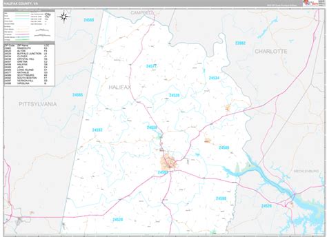 Halifax County, VA Wall Map Premium Style by MarketMAPS - MapSales