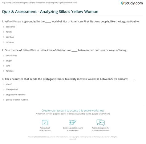 Quiz & Assessment - Analyzing Silko's Yellow Woman | Study.com