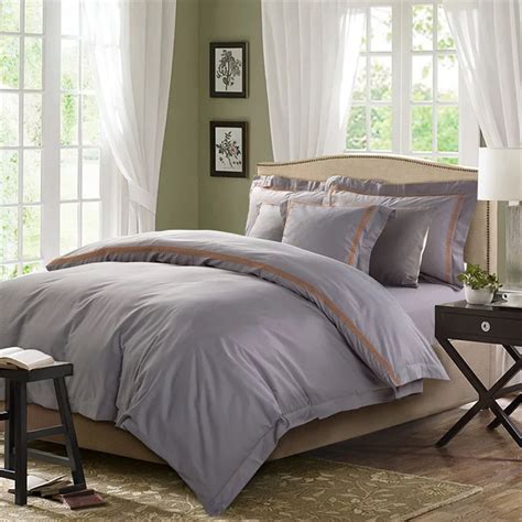 White grey color king queen size hotel bedding sets 100% cotton soft ...