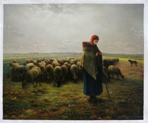 Shepherdess with Her Flock Jean-Francois Millet reproducción | Etsy