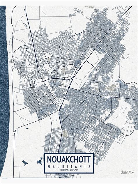 "Nouakchott City Map of Mauritania - Coastal" Poster by deMAP ...