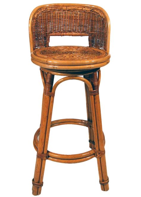 Rattan Bar Stool Pair with Woven Wicker Seats at 1stDibs