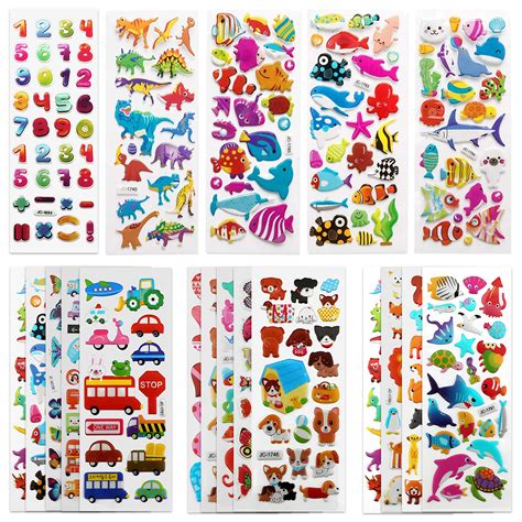 SAVITA 3D Stickers for Kids & Toddlers 500+ Puffy Stickers Variety Pack Sheets for Scrapbooking ...