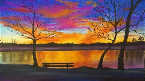 Soft Pastel Drawing of Winter Sunset ---for beginner | Soft pastels drawing, Pastel landscape ...