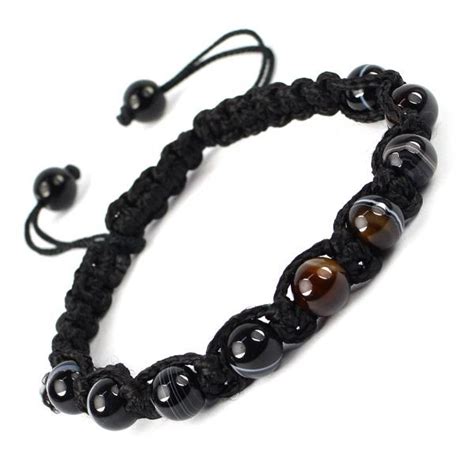 Botswana Agate Black 8 mm Bead Thread Bracelet