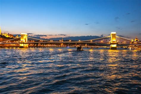 Premium Photo | Evening view of the danube river, bridges, sights of ...