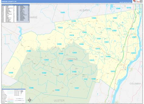 Greene County, NY Zip Code Wall Map Basic Style by MarketMAPS - MapSales