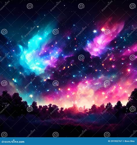 Night Starry Sky with Stars and Nebula. 3d Rendering Generative AI ...