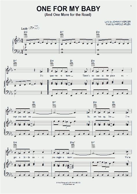 One For My Baby Piano Sheet Music | OnlinePianist