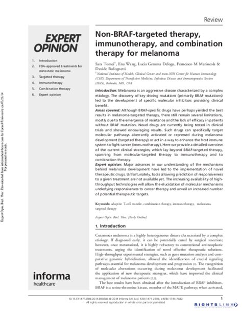 (PDF) Non-BRAF-targeted therapy, immunotherapy, and combination therapy for melanoma | Francesco ...