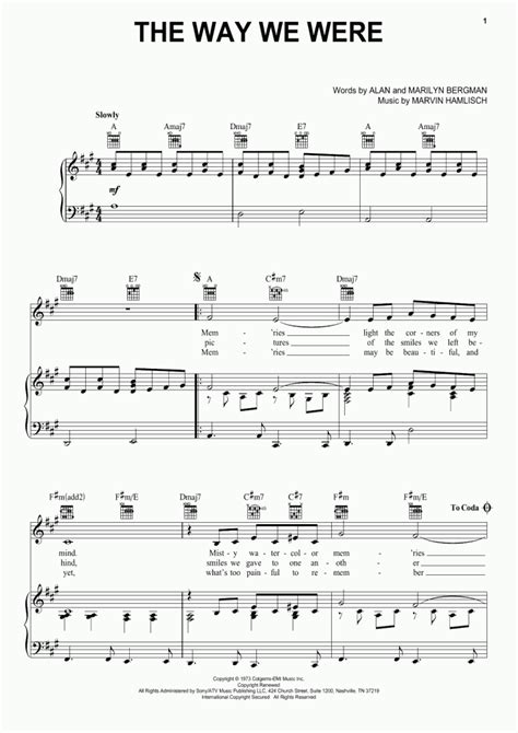 The Way We Were Piano Sheet Music | OnlinePianist