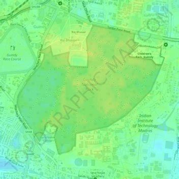 Guindy National Park topographic map, elevation, relief