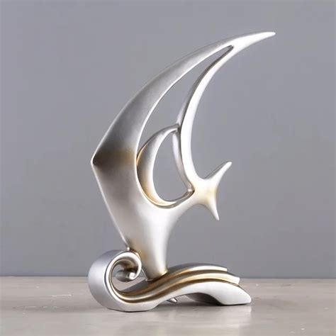 Creative Home Decor Abstract Resin Fish Sculpture/Statue/Modern Art Favor Gift Artwork Home ...