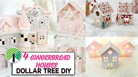 DOLLAR TREE CHRISTMAS DIY: 4 DIFFERENT STYLES OF GINGERBREAD HOUSES - YouTube