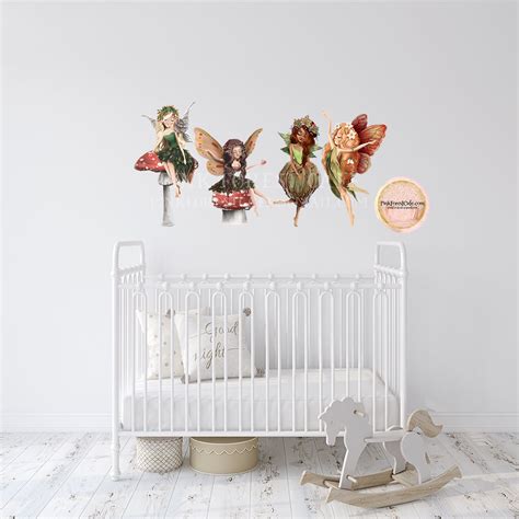 4 Fairy Garden Woodland Fairies Wall Decal Sticker Set Boho Decals Dec ...