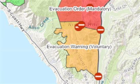 Map: Evacuation zones for Coastal Fire near Laguna Niguel