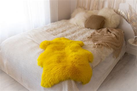 Genuine Natural Yellow Sheepskin Rug Sheepskin Throw Scandinavian Style ...