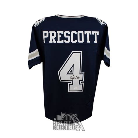 Dak Prescott Autographed Dallas Custom Blue Football Jersey - JSA COA ...