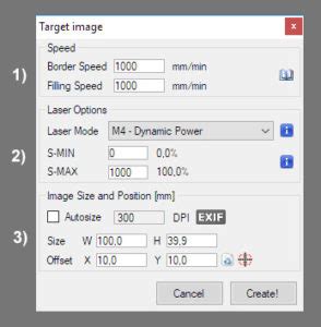 Target Image Size and Options – LaserGRBL