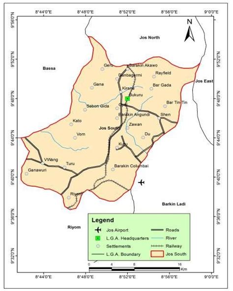 2: Jos South; the Study Area Source: Adopted from Administrative map of ...