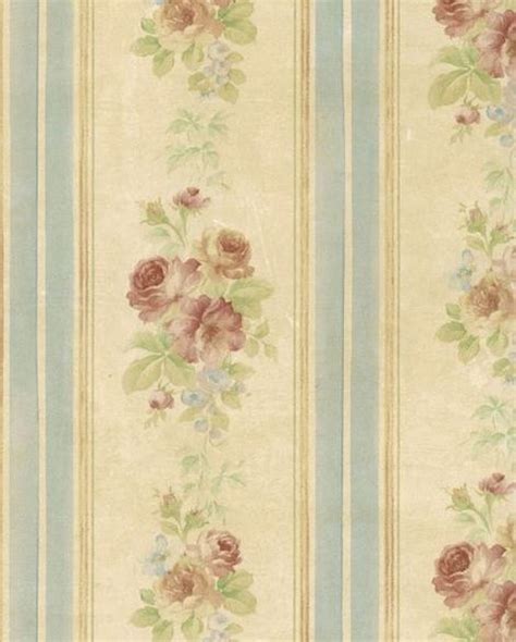 Antiqued Victorian Rose Floral Stripe Wallpaper Vintage | Etsy