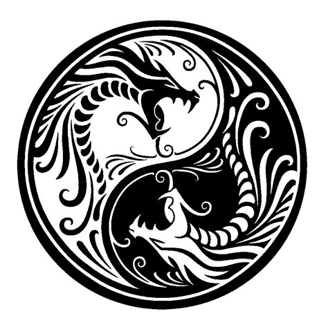 the yin yang symbol in black and white with swirls on it's side