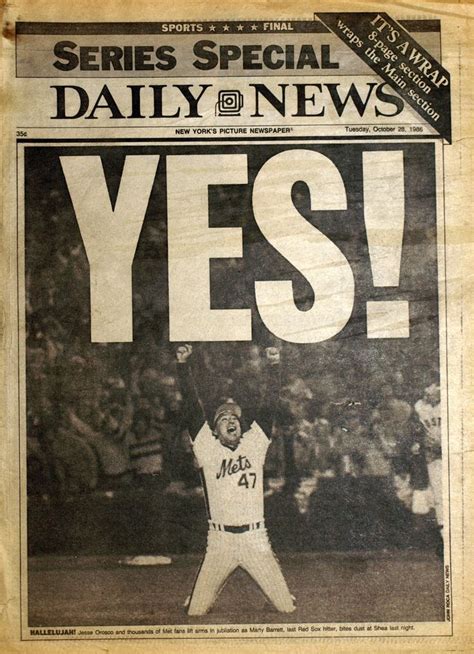 NY Daily News front page the day after the Mets won the World Series (October 28 | Mets, World ...