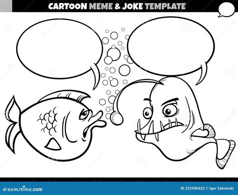 Cartoon Meme Template with Speech Bubble and Comic Fish Stock Vector - Illustration of concept ...