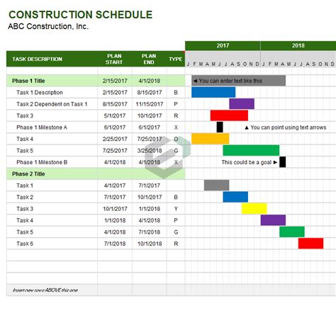 Construction Schedule | Free Excel Templates and Dashboards