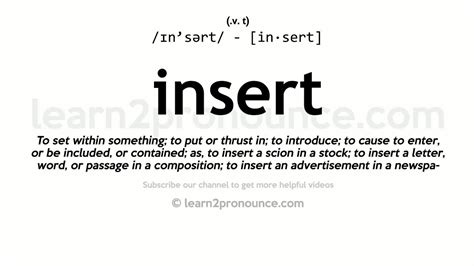 Pronunciation of Insert | Definition of Insert - YouTube