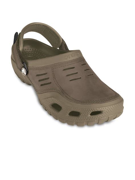 Buy Crocs Yukon Men Brown Leather Clogs - Flip Flops for Men 1407586 ...